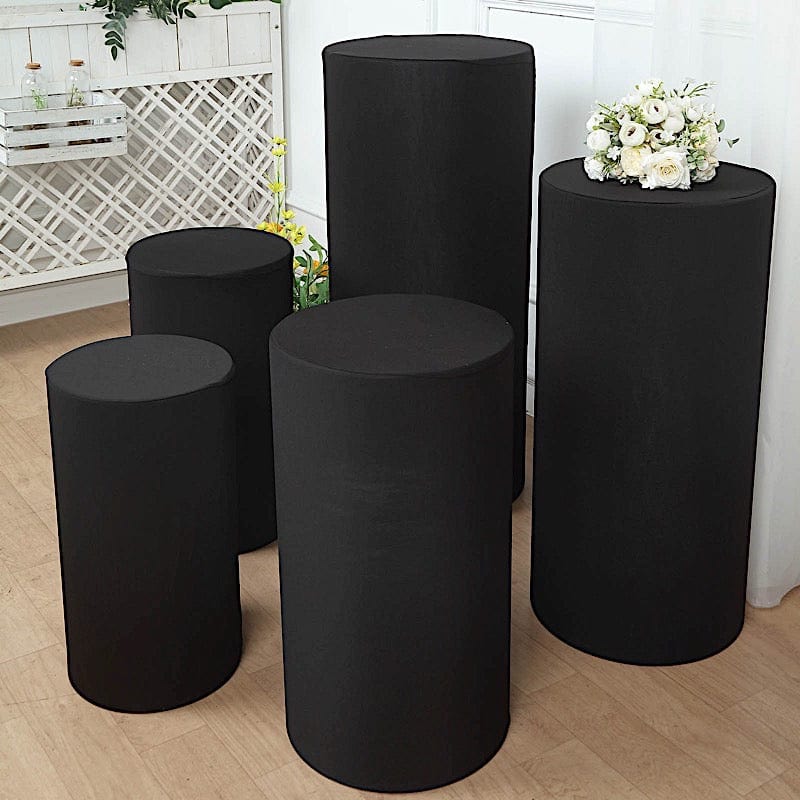 5 Spandex Cylinder Plinth Display Boxes Pedestal Stand Covers