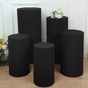 5 Spandex Cylinder Plinth Display Boxes Pedestal Stand Covers