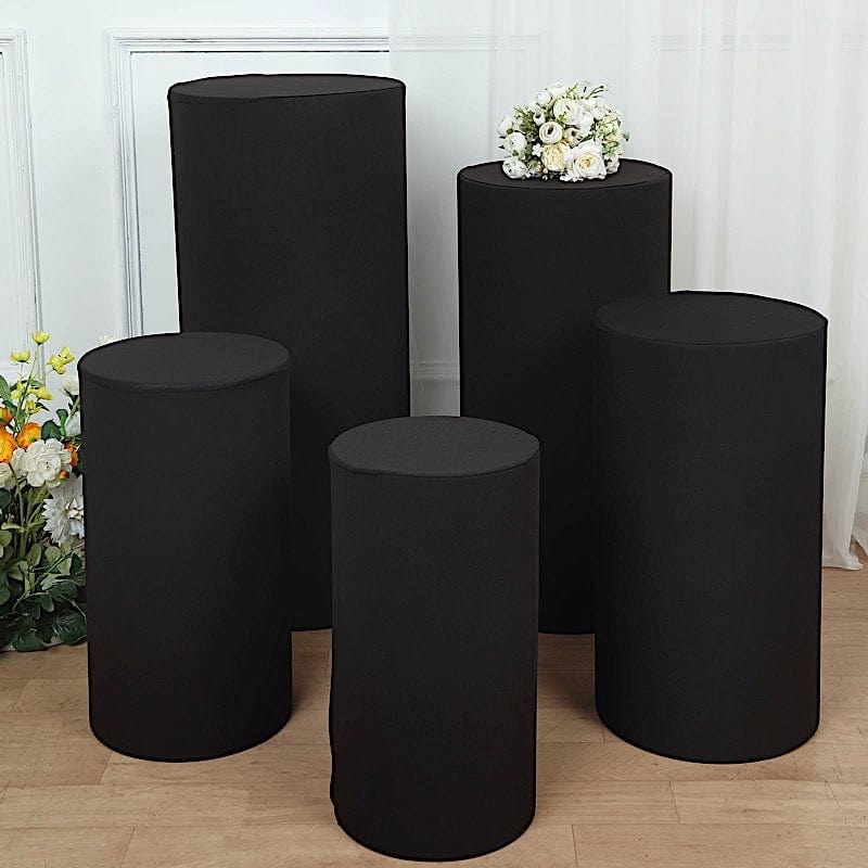 5 Spandex Cylinder Plinth Display Boxes Pedestal Stand Covers