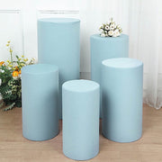 5 Spandex Cylinder Plinth Display Boxes Pedestal Stand Covers