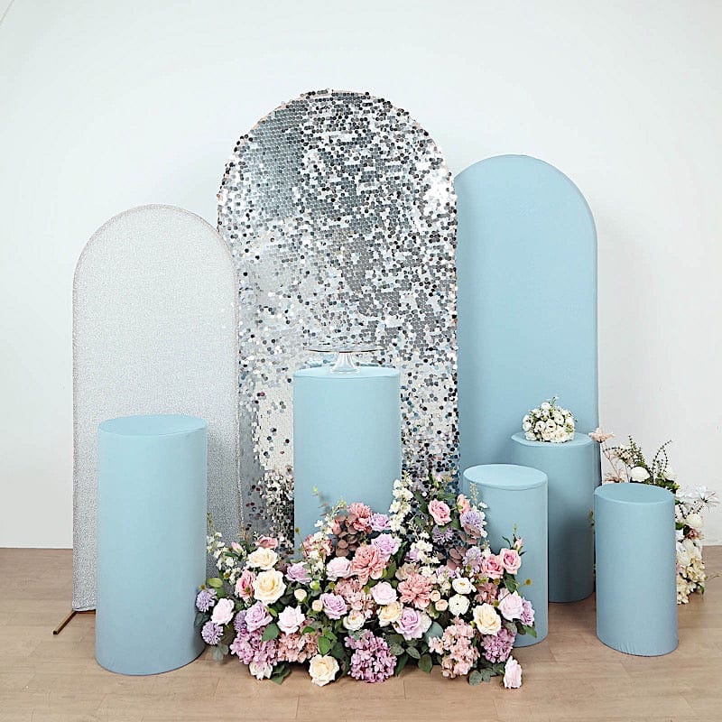 5 Spandex Cylinder Plinth Display Boxes Pedestal Stand Covers