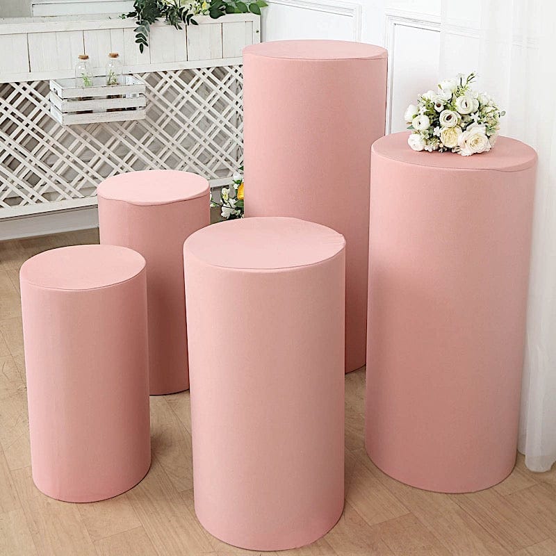 5 Spandex Cylinder Plinth Display Boxes Pedestal Stand Covers