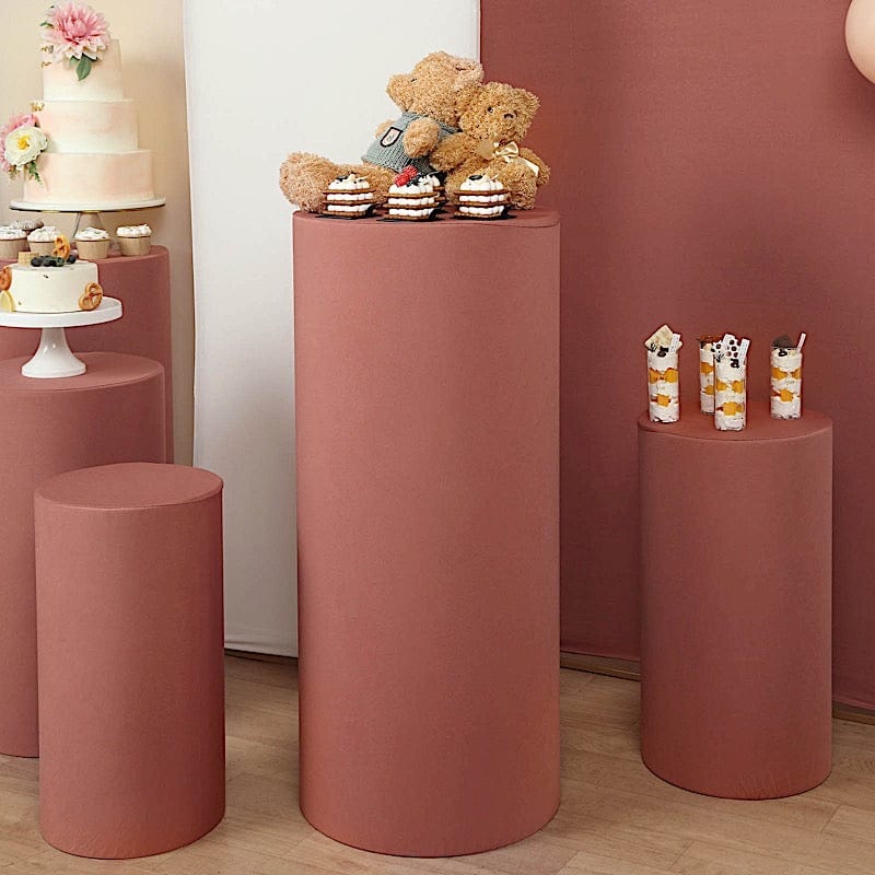 5 Spandex Cylinder Plinth Display Boxes Pedestal Stand Covers