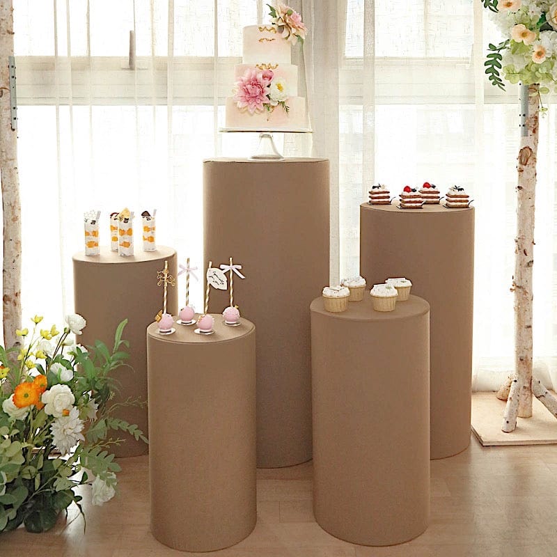 5 Spandex Cylinder Plinth Display Boxes Pedestal Stand Covers