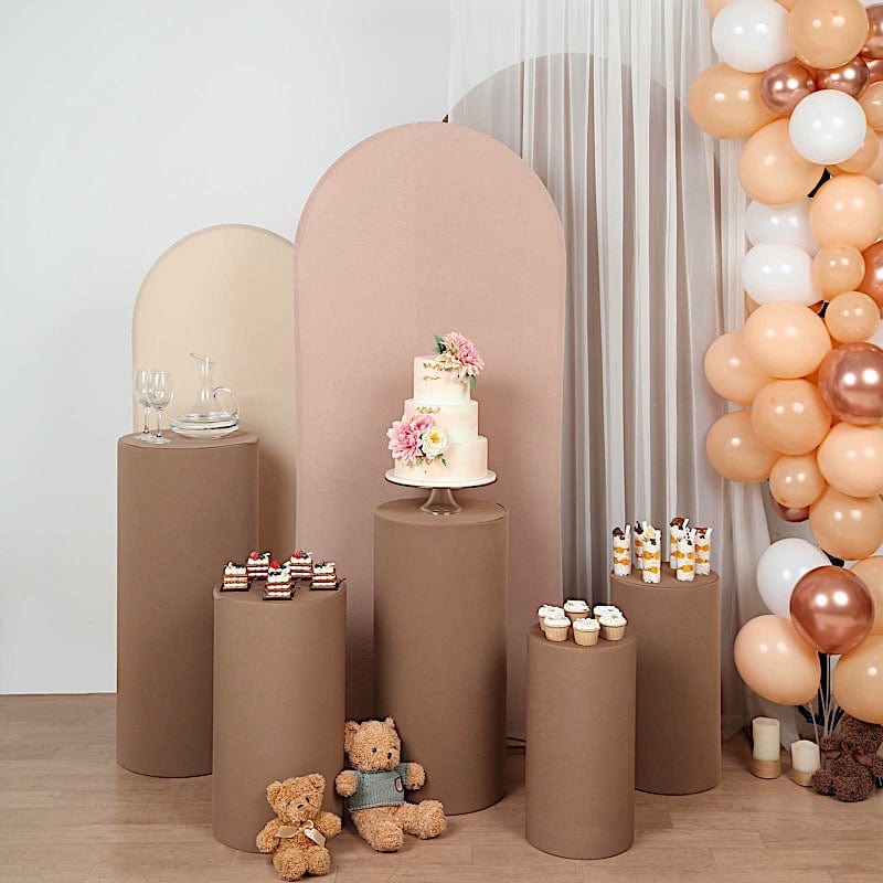 5 Spandex Cylinder Plinth Display Boxes Pedestal Stand Covers