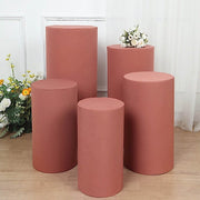 5 Spandex Cylinder Plinth Display Boxes Pedestal Stand Covers