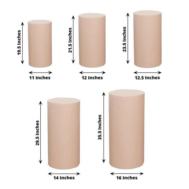 5 Spandex Cylinder Plinth Display Boxes Pedestal Stand Covers