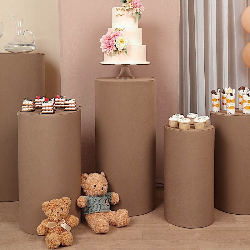 5 Spandex Cylinder Plinth Display Boxes Pedestal Stand Covers