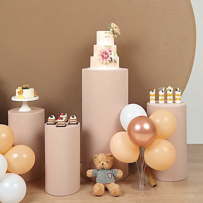 5 Spandex Cylinder Plinth Display Boxes Pedestal Stand Covers