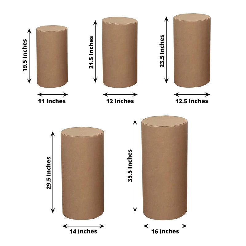 5 Spandex Cylinder Plinth Display Boxes Pedestal Stand Covers