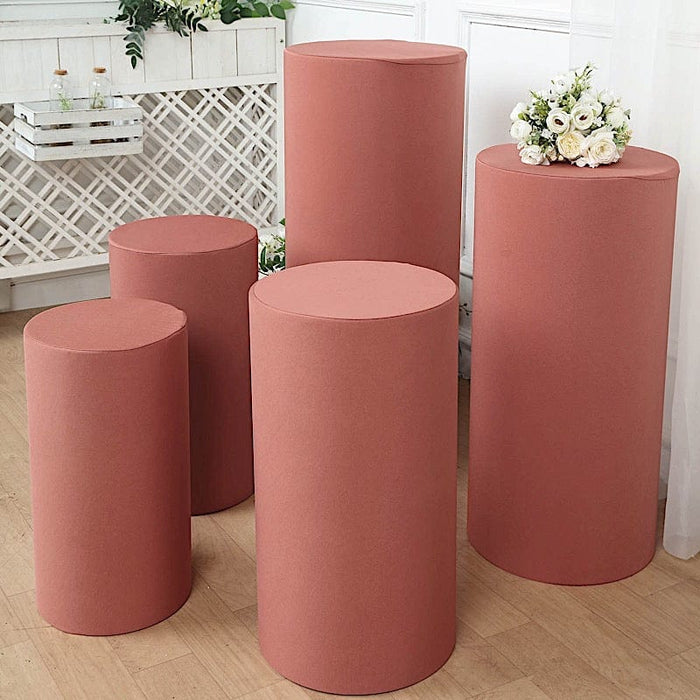 5 Spandex Cylinder Plinth Display Boxes Pedestal Stand Covers