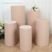 5 Spandex Cylinder Plinth Display Boxes Pedestal Stand Covers
