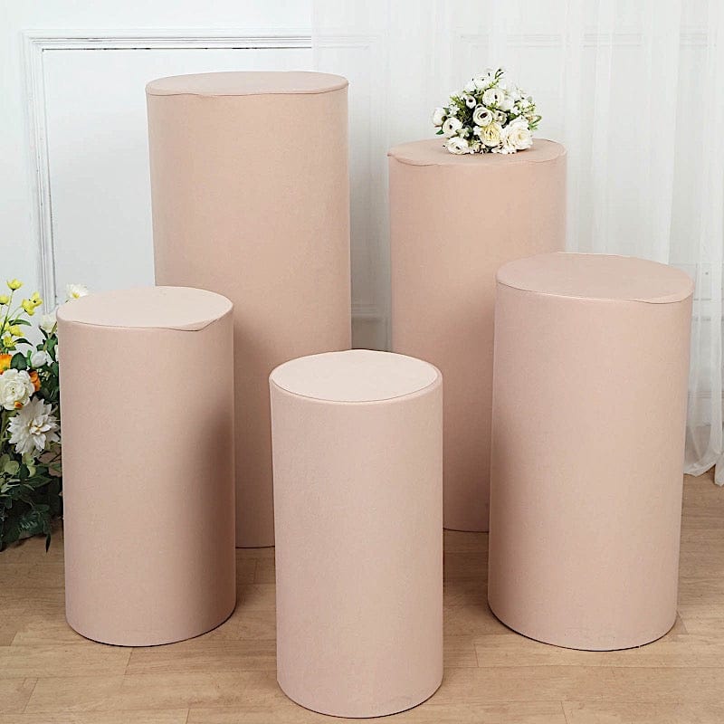 5 Spandex Cylinder Plinth Display Boxes Pedestal Stand Covers