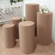 5 Spandex Cylinder Plinth Display Boxes Pedestal Stand Covers