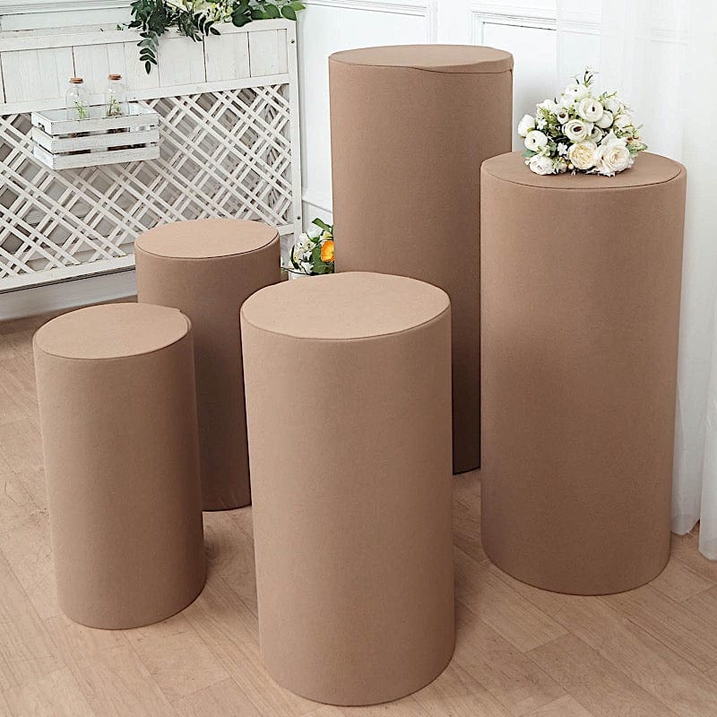 5 Spandex Cylinder Plinth Display Boxes Pedestal Stand Covers