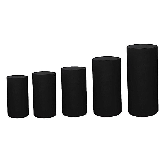 5 Spandex Cylinder Plinth Display Boxes Pedestal Stand Covers PROP_BOX_006_SPX_BLK