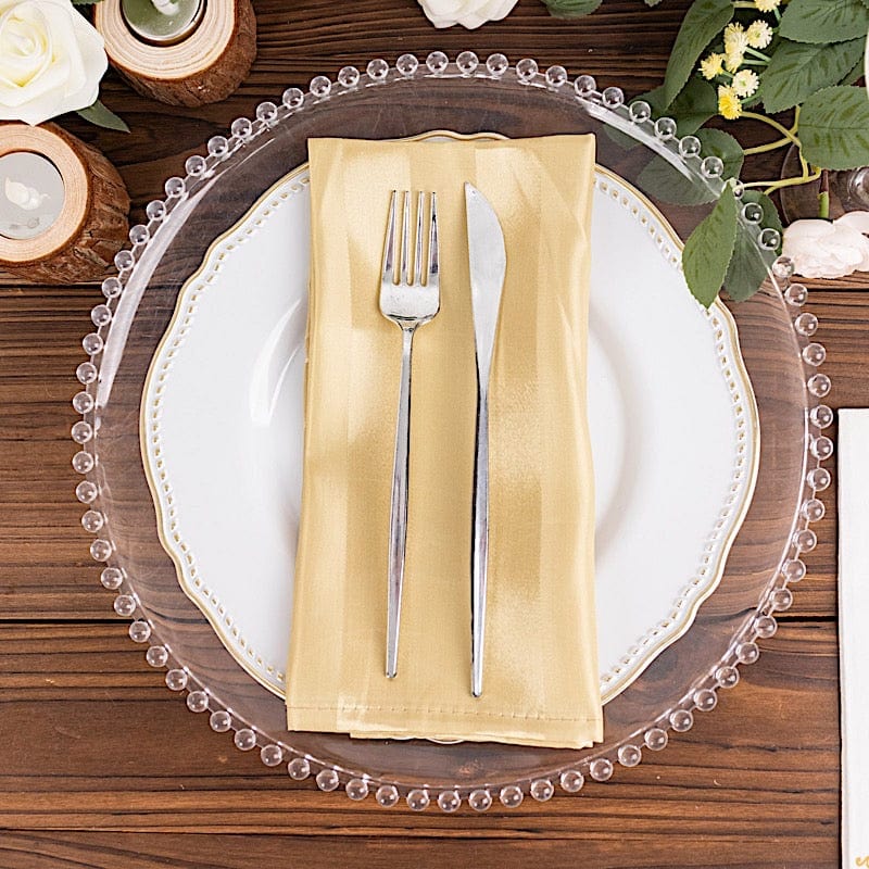 5 Striped 20" x 20" Satin Cloth Napkins
