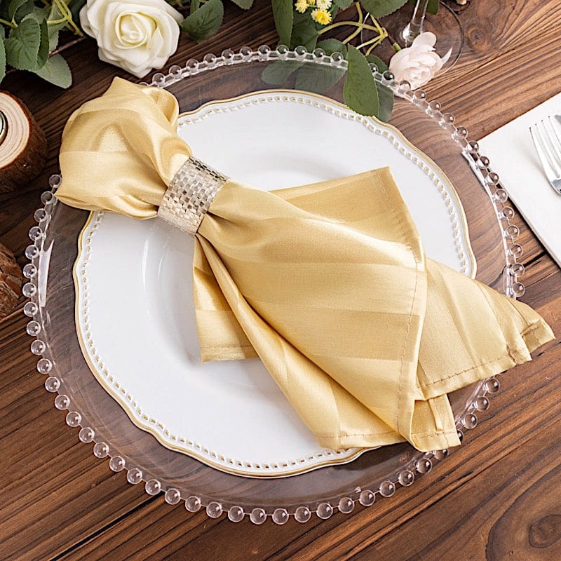 5 Striped 20" x 20" Satin Cloth Napkins