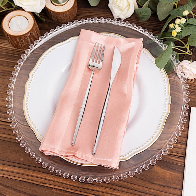 5 Striped 20" x 20" Satin Cloth Napkins