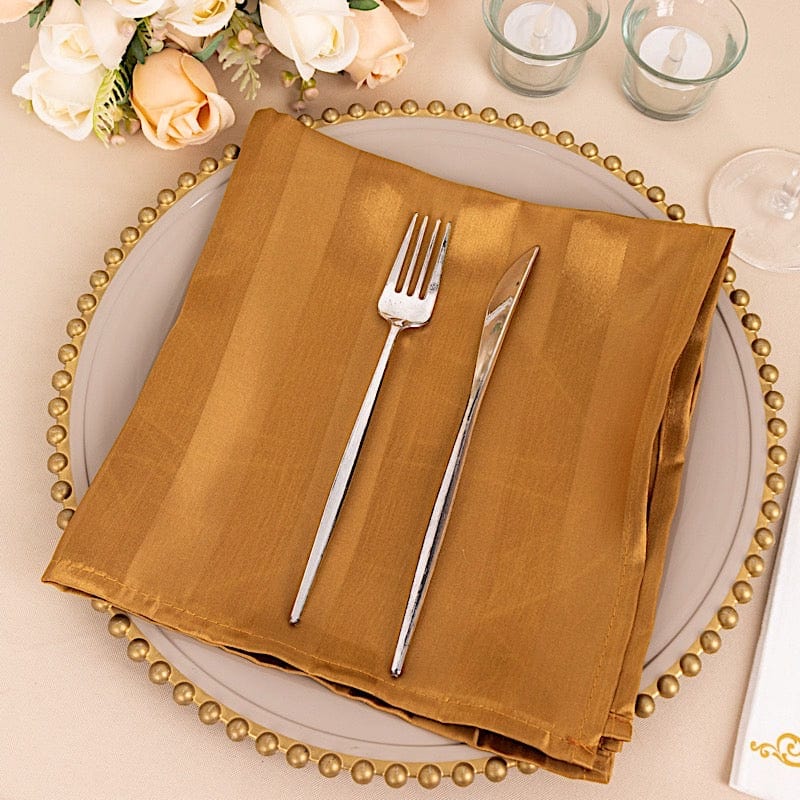 5 Striped 20" x 20" Satin Cloth Napkins