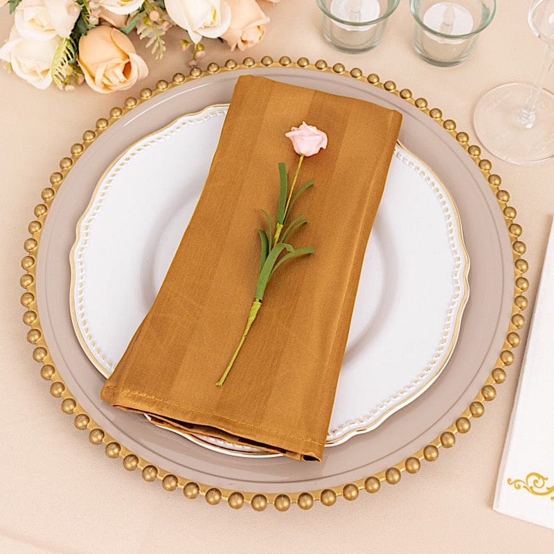 5 Striped 20" x 20" Satin Cloth Napkins