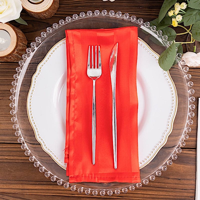 5 Striped 20" x 20" Satin Cloth Napkins