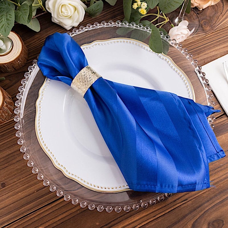 5 Striped 20" x 20" Satin Cloth Napkins