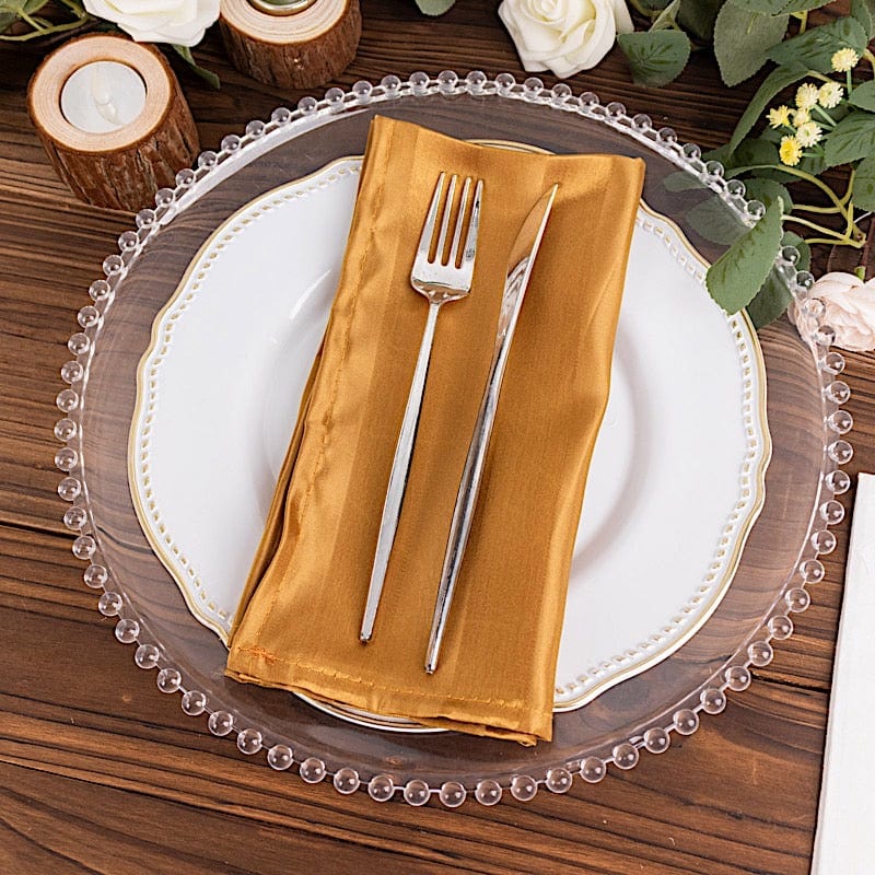 5 Striped 20" x 20" Satin Cloth Napkins