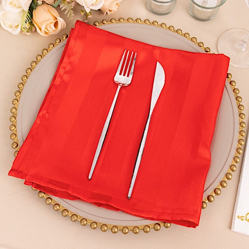5 Striped 20" x 20" Satin Cloth Napkins