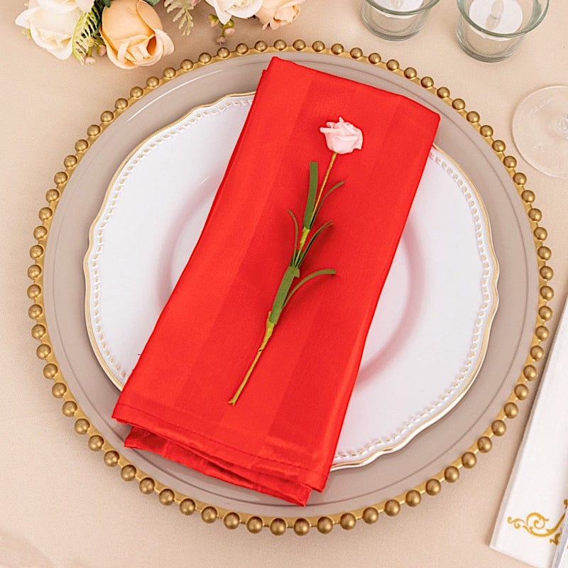 5 Striped 20" x 20" Satin Cloth Napkins