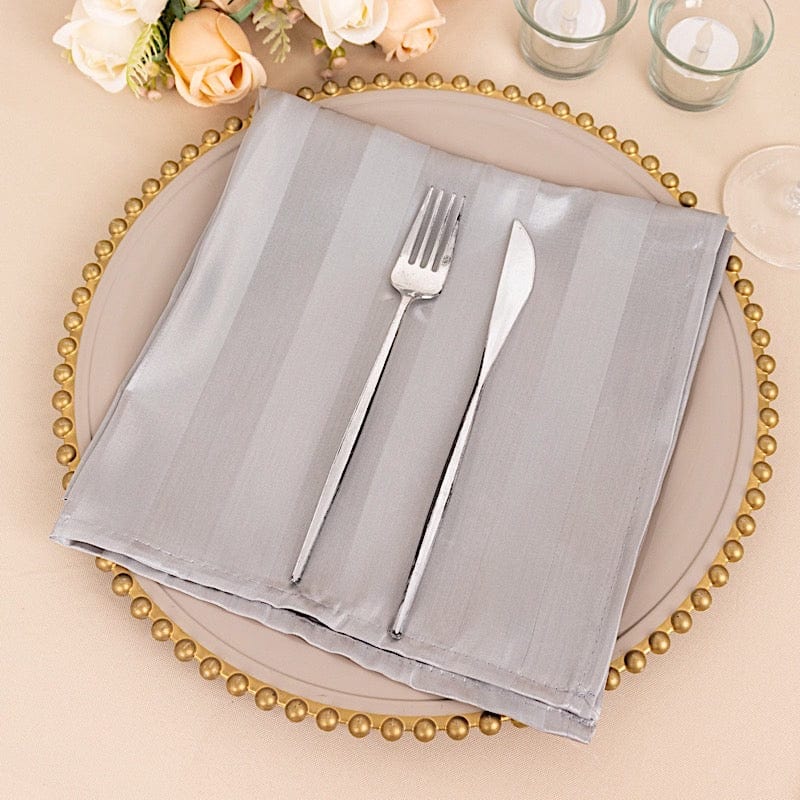 5 Striped 20" x 20" Satin Cloth Napkins