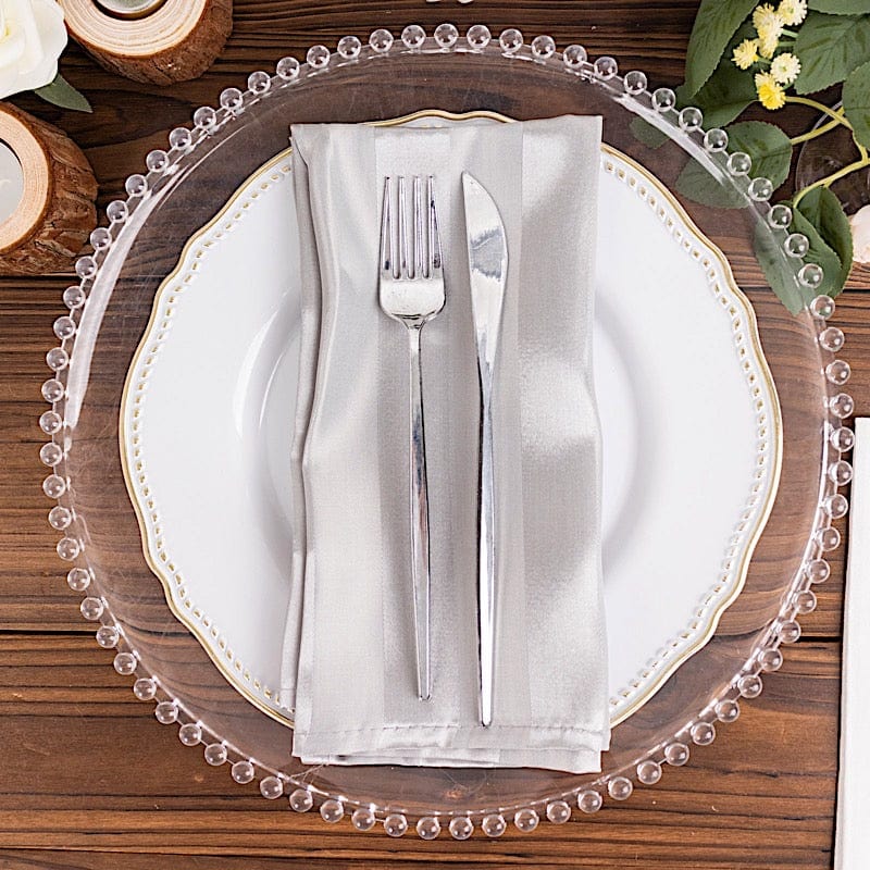 5 Striped 20" x 20" Satin Cloth Napkins