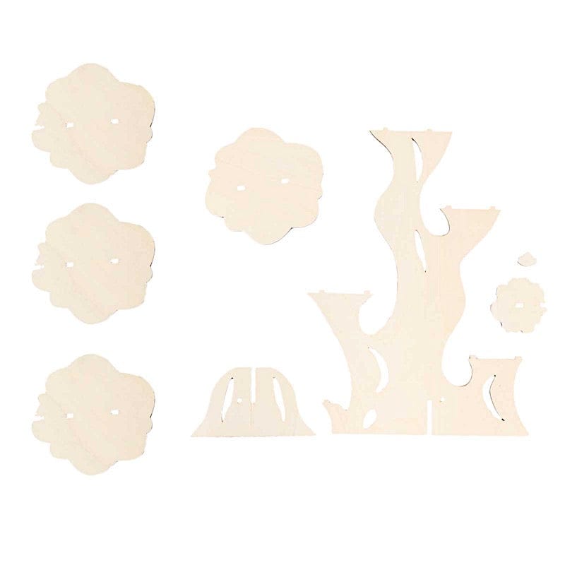 5-Tier 19" Laser Cut Wooden Tree Tower Cake Stand - Natural CAKE_WOD021_19_NAT