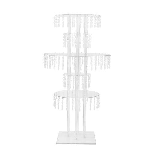 5-Tier 39" Acrylic Chandelier Flower Stand with Hanging Crystals - Clear CHDLR_073_5T_CLR
