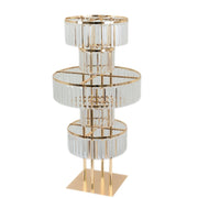 5-Tier 40" Metal Chandelier Floral Stand with Hanging Acrylic Crystals - Gold and Clear CHDLR_070_5T_GOLD