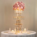 5-Tier 40" Metal Chandelier Floral Stand with Hanging Acrylic Crystals - Gold and Clear CHDLR_070_5T_GOLD