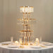 5-Tier 40" Metal Chandelier Floral Stand with Hanging Acrylic Crystals - Gold and Clear CHDLR_070_5T_GOLD