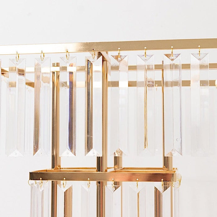 5-Tier 40" Metal Chandelier Floral Stand with Hanging Crystals - Gold and Clear CHDLR_070S_5T_GOLD