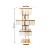 5-Tier 40" Metal Chandelier Floral Stand with Hanging Crystals - Gold and Clear CHDLR_070S_5T_GOLD