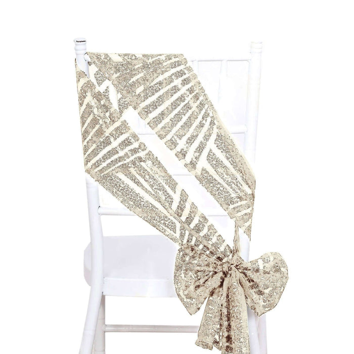 5 Tulle Chair Sashes with Sequins and Geometric Pattern