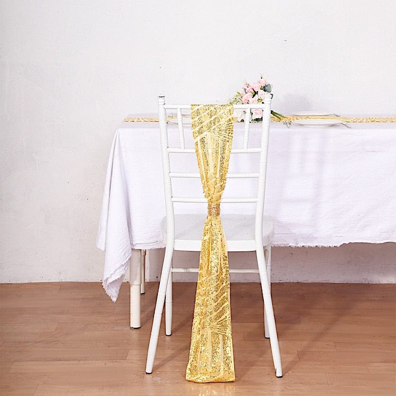 5 Tulle Chair Sashes with Sequins and Geometric Pattern