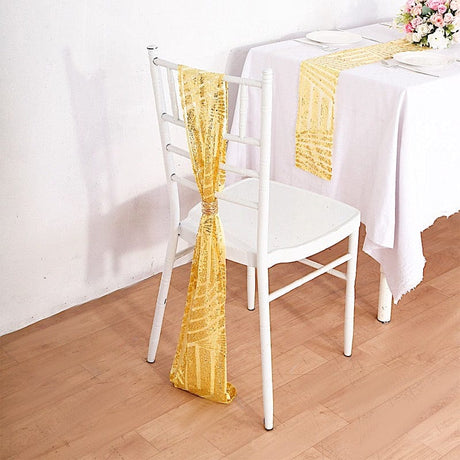5 Tulle Chair Sashes with Sequins and Geometric Pattern