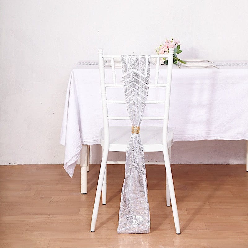 5 Tulle Chair Sashes with Sequins and Geometric Pattern