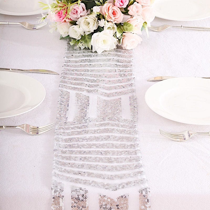 5 Tulle Chair Sashes with Sequins and Geometric Pattern