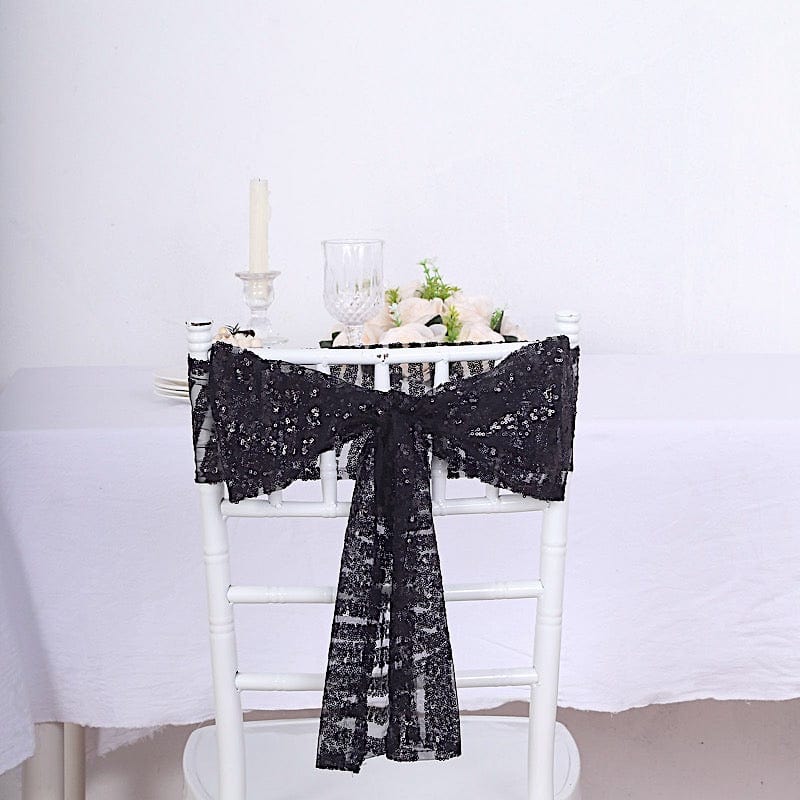 5 Tulle Chair Sashes with Sequins and Geometric Pattern