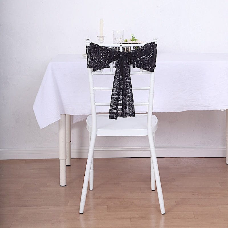 5 Tulle Chair Sashes with Sequins and Geometric Pattern