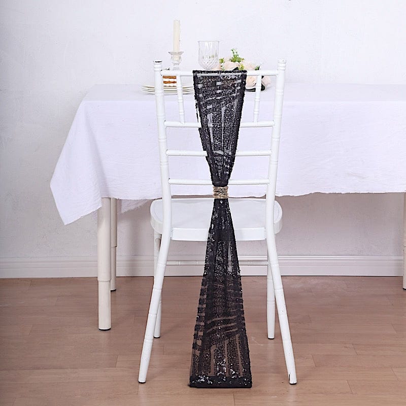 5 Tulle Chair Sashes with Sequins and Geometric Pattern