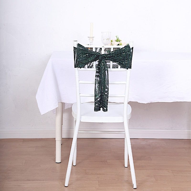 5 Tulle Chair Sashes with Sequins and Geometric Pattern