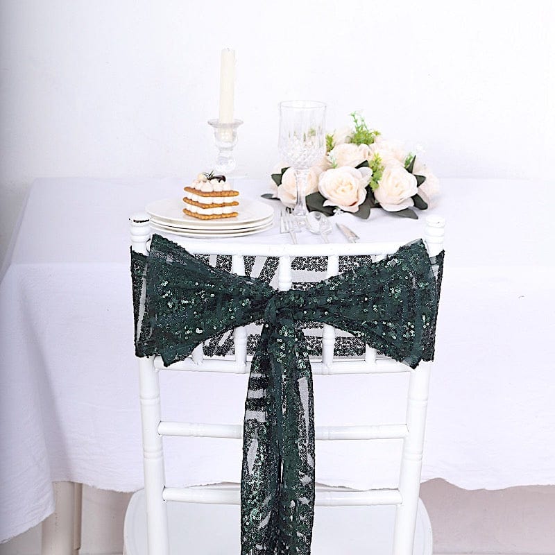 5 Tulle Chair Sashes with Sequins and Geometric Pattern