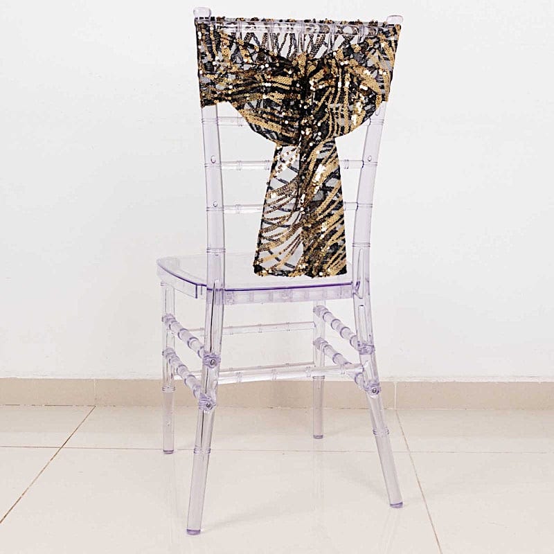 5 Wave Mesh Chair Sashes with Embroidered Sequins